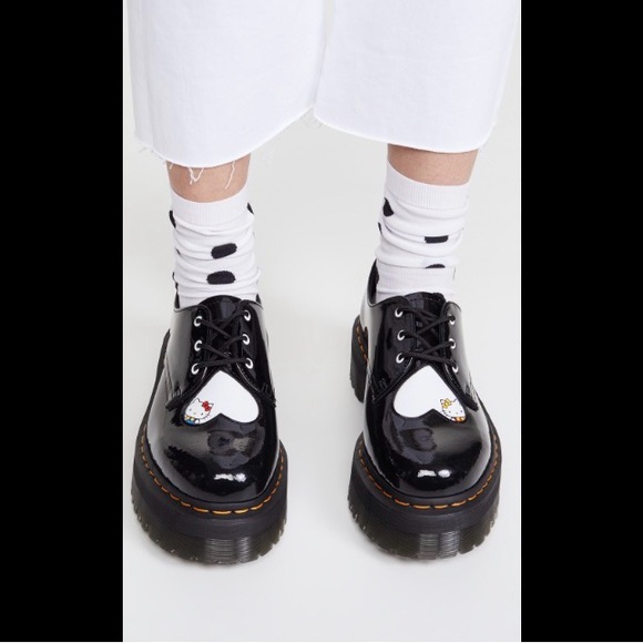 🔥❤️😻Dr. Martens 1461 QUAD HK Hello Kitty Patent Lamper+Hydro Leather❤️😻🔥 - Picture 4 of 12